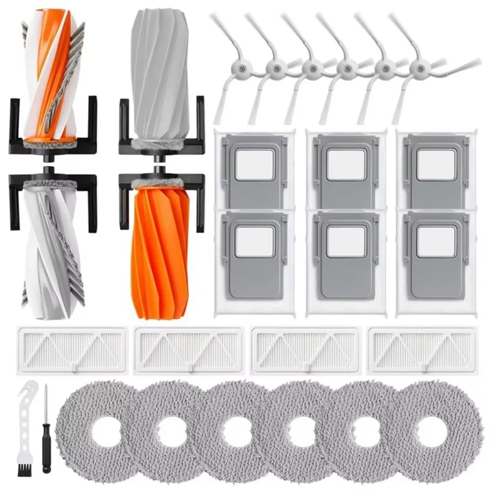【PASSIONE 】28 Pcs Replacement Parts For DJI ROMO S/ROMO A/ROMO P Vacuum Attachment Main Side Brush Dust Bag Mop Pads Filters