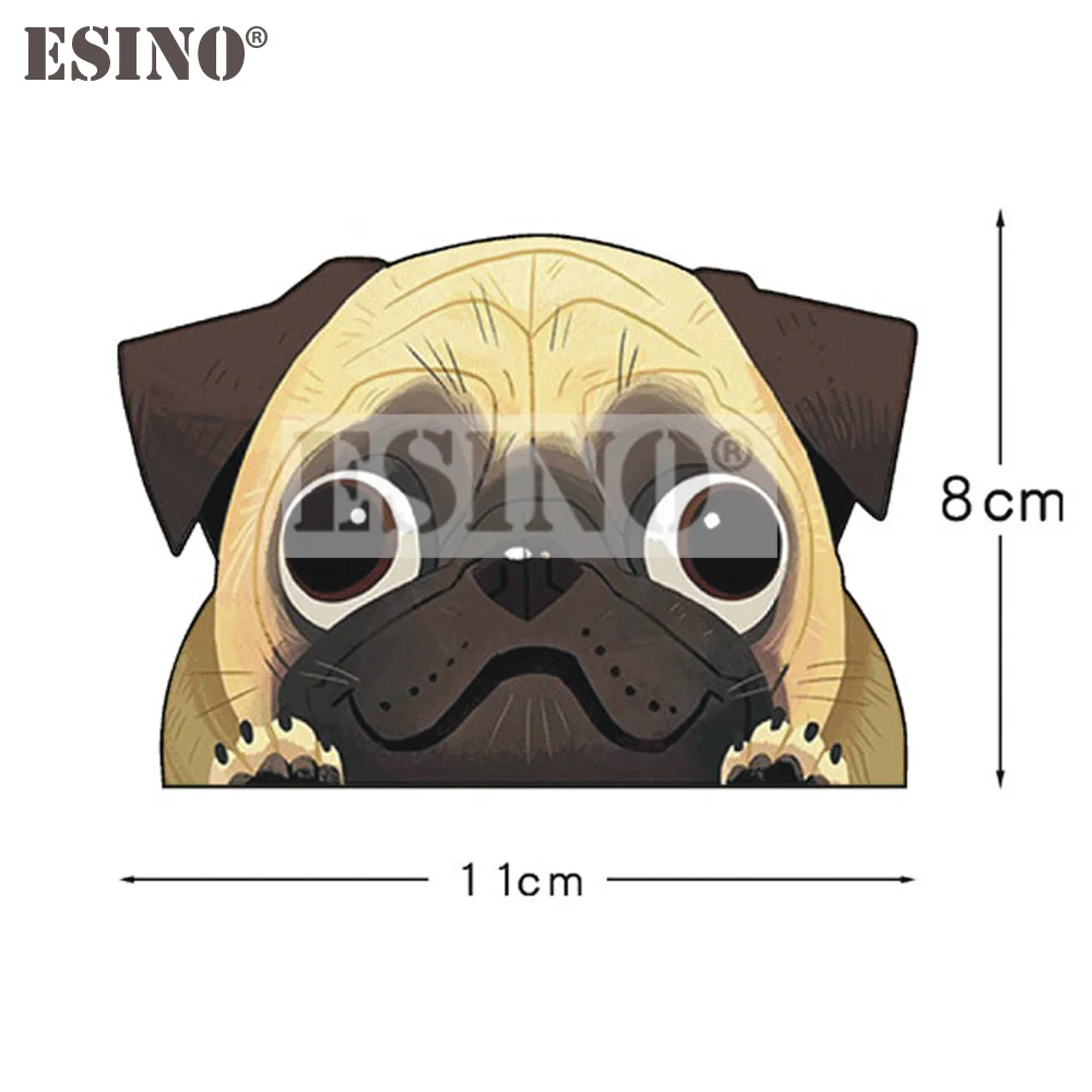 Car Styling Fashion Funny Lovely Cartoon Pug Dog Pet Sticker Decorative Whole Body Decal Car Accessories Styling Decal Vinyl