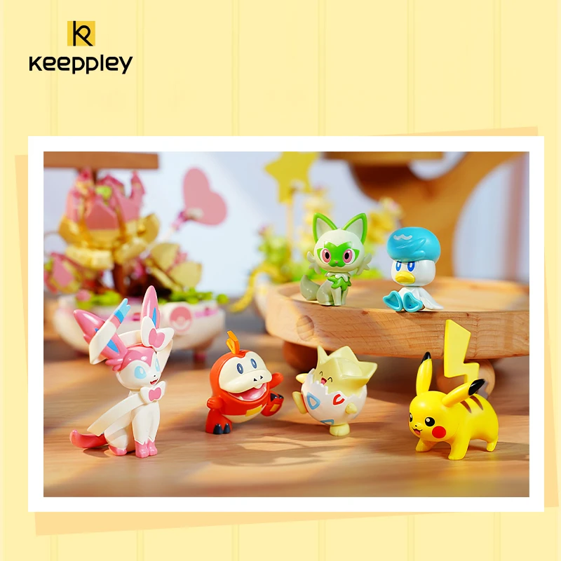 Original Keeppley Pokemon Building Block ใหม่ Pikachu Charmander รุ่นพืชกระถางดอกไม้อิฐตกแต่งของเล่นเด็กสาวของขวัญ