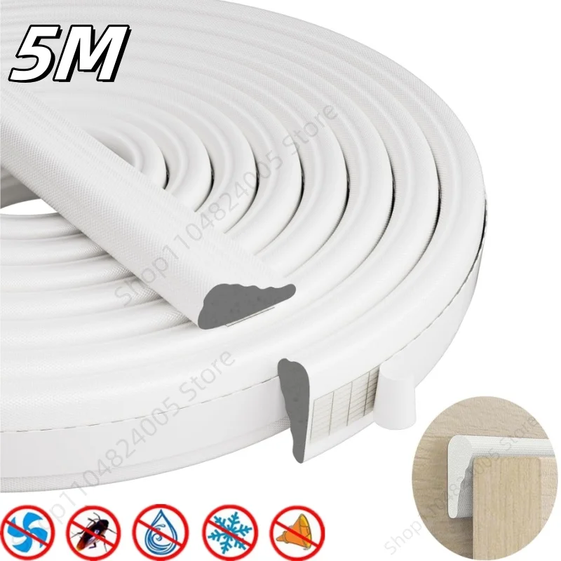 5M New Door and Window Seals High Density PU Wedge Weather Stripping Seal Strip Doors Gap Filler Noise Blocker Foam Tape Sealing