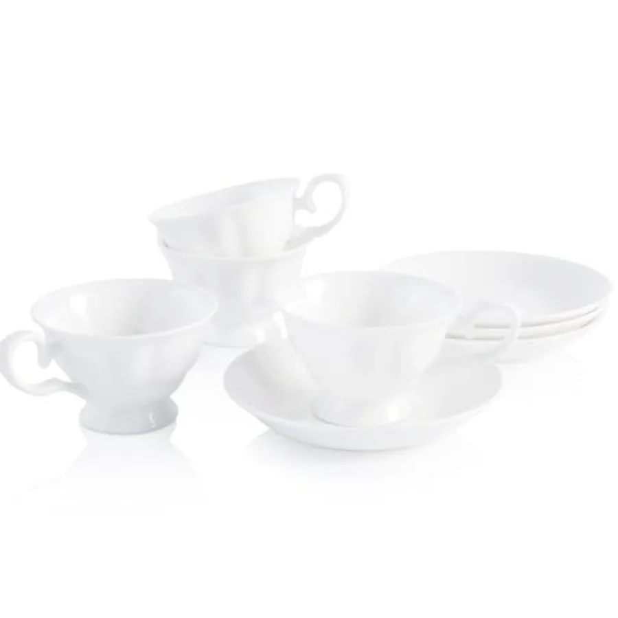 

Набор из 4 кофейных чашек из тонкого костяного фарфора с блюдцами, винтажный британский королевский стиль, керамические чайные чашки 4 унции, маленькие чайные чашки с блюдцами