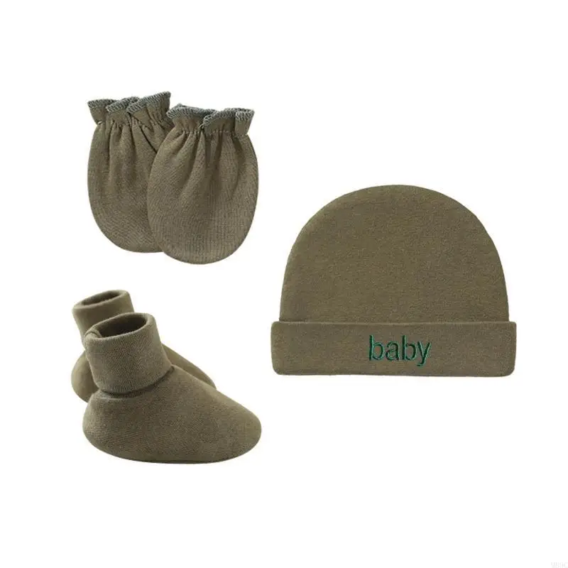 

M89C Baby Newborn Cotton Hat Gloves Foot Cover Set Newborn Single Layer