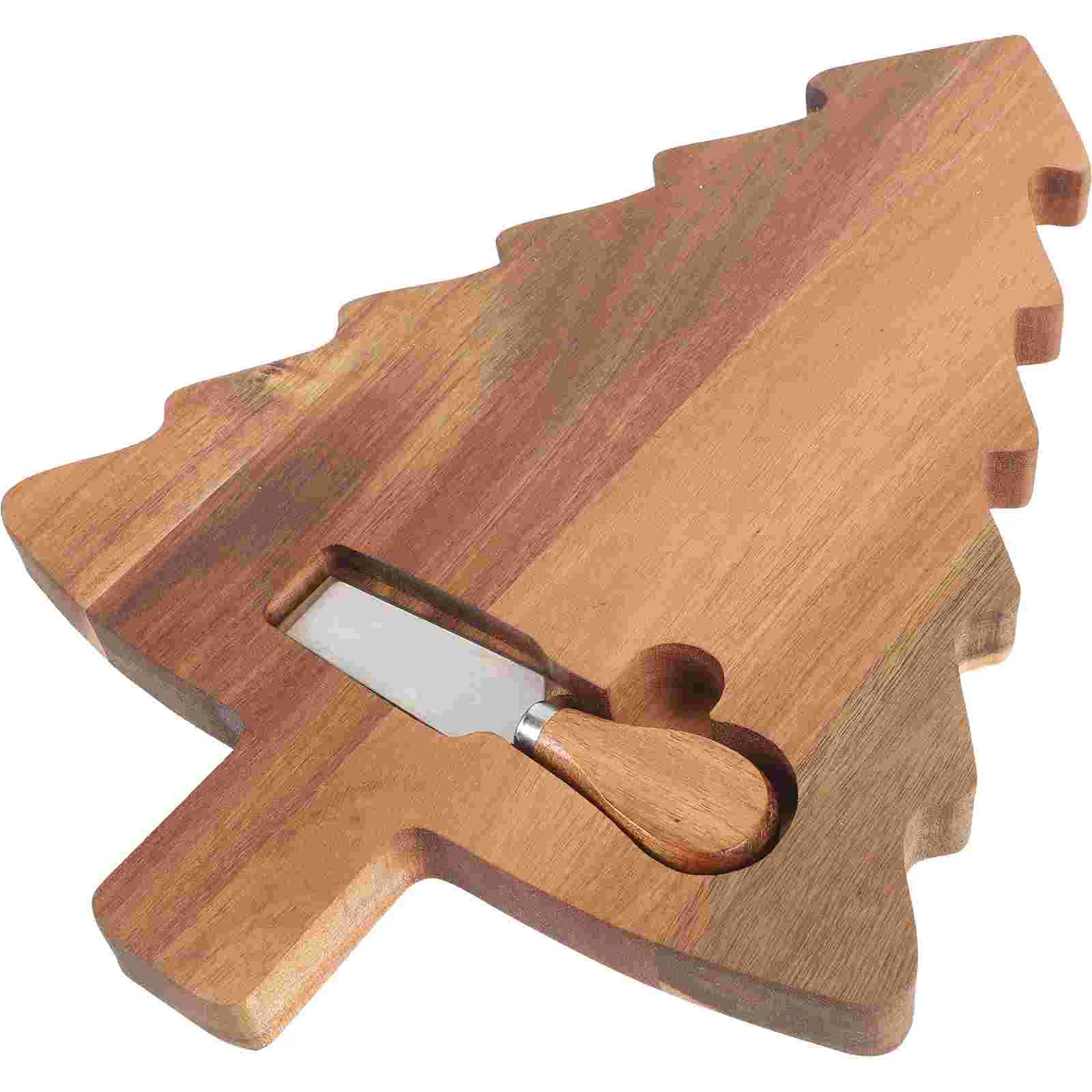 

with Knife and Fork Cutting Board Wood Fruit Wooden Tray Cheese Snack Pizza Storage Cute Boards Christmas Tree Kitchen