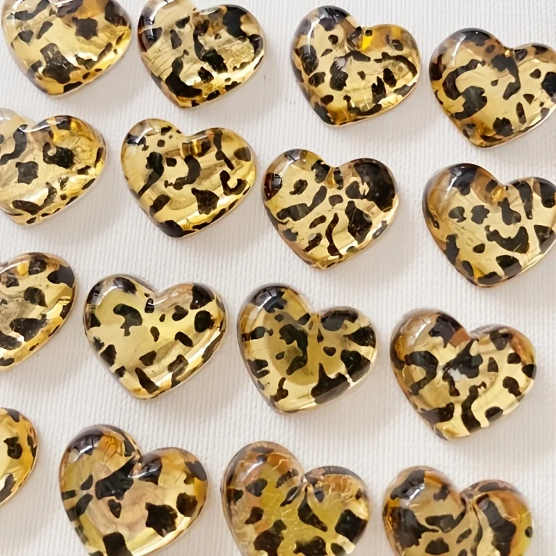 6 Leopard Print Heart-shaped Resin Fridge Magnets, Decorative Fridge Magnets, Cute Office and Kitchen Magnets, Kitchen Decor