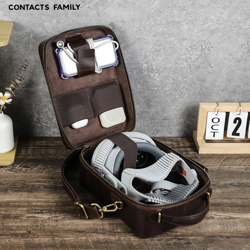 Vision pro Leather Glasses Case Handheld Crossbody VR Goggles Accessories Storage Bag Suitable for Optical Devices