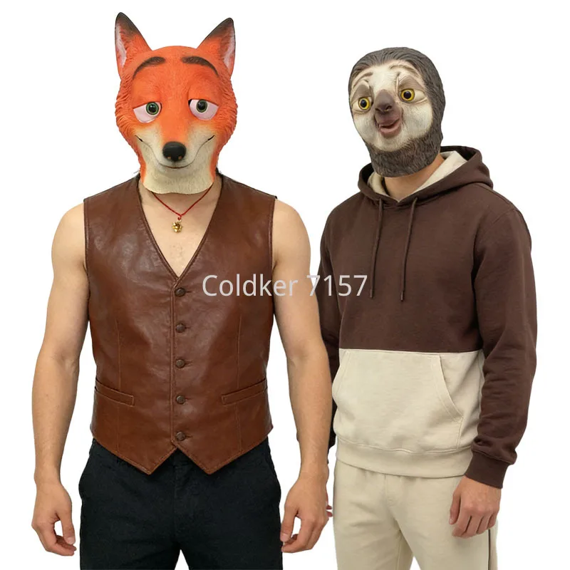 Nick Mask Headgear Cute Cartoon Toy Funny Latex Fox Sloth Mask Live Broadcast Props Halloween Role Play Costume Headgear