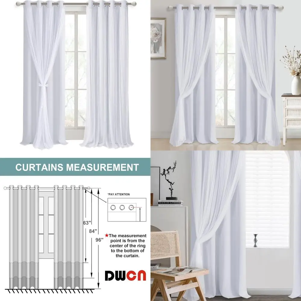 

Термоизолирующие двухслойные шторы с прозрачной накладкой, комбинированные, на люверсах, 52 x 108, с подхватами в комплекте