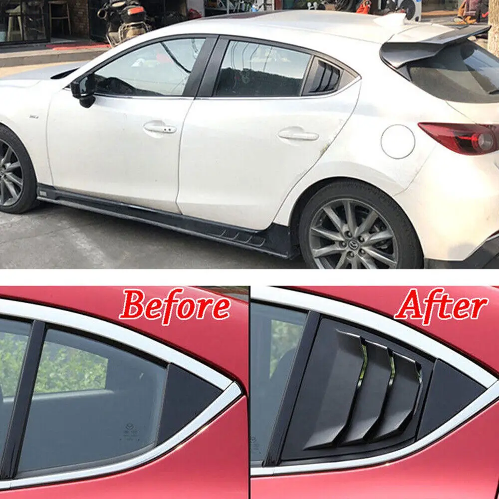 Voor Mazda 3 Axela 2014-2018 Auto Achter Louvre Venster Side Sluiter Cover Trim Sticker Vent Scoop ABS Koolstofvezel zwarte Accessoires