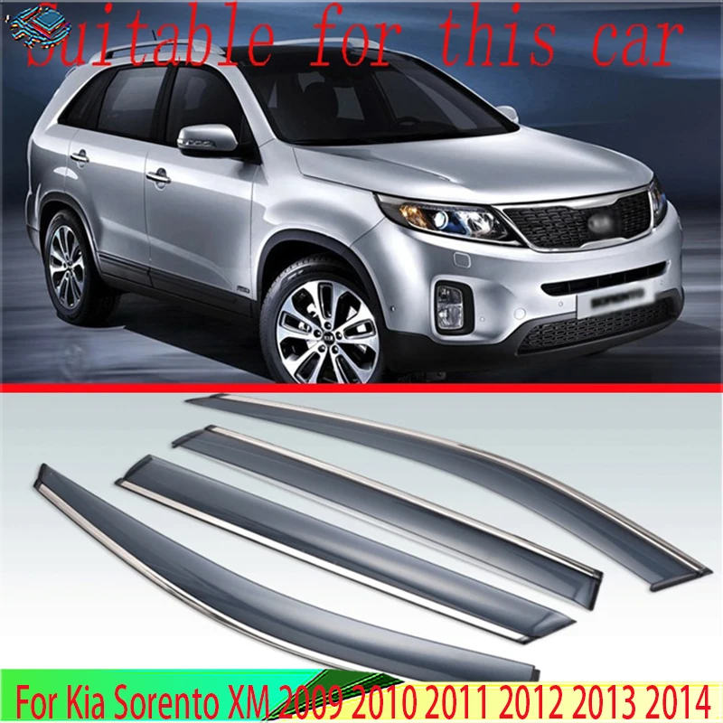 

For Kia Sorento XM 2009 2010 2011 2012 2013 2014 Plastic Exterior Visor Vent Shades Window Sun Rain Guard Deflector 4pcs