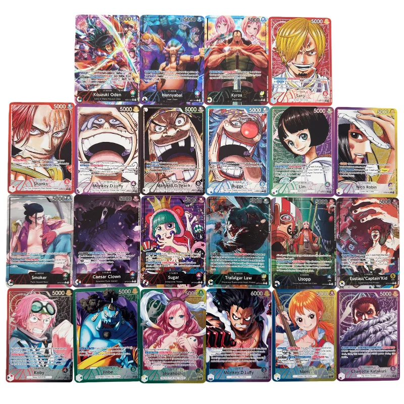 

Anime One Piece OPCG English Leader Replica OP09 OP10 OP11 Nami Luffy Koby Usopp Teach Shanks Sanji Game Anime Collection Cards