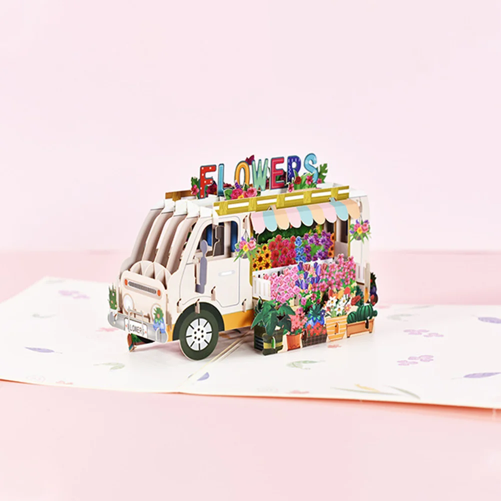 

3 шт., 3D цветочный автомобиль, всплывающие поздравительные открытки, открытки с благословением на день рождения, детский фестиваль, праздник, трехмерная поздравительная открытка