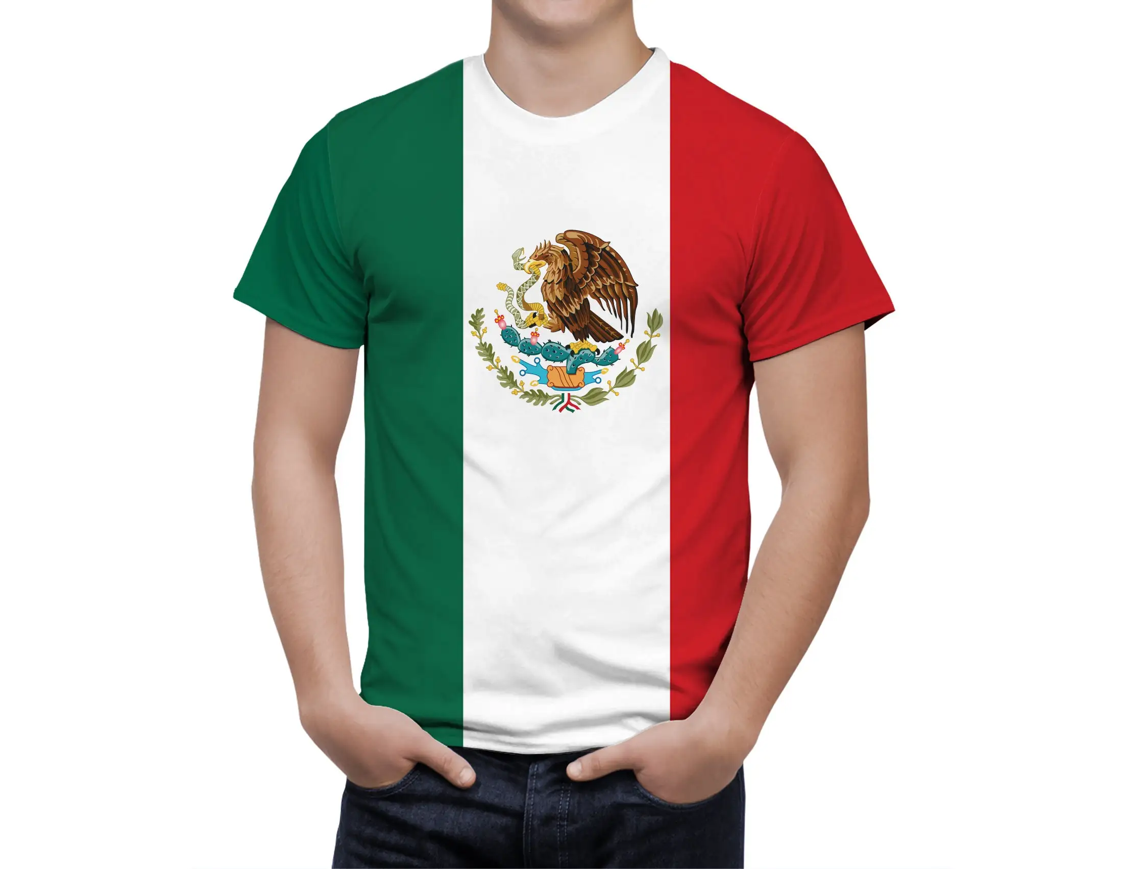 Men's Mexico Flag T-Shirt Casual Coat Of Arms 3D Printed T Shirts for Men Short Sleeve Cool Patriotic Mexico Heritage Shirt