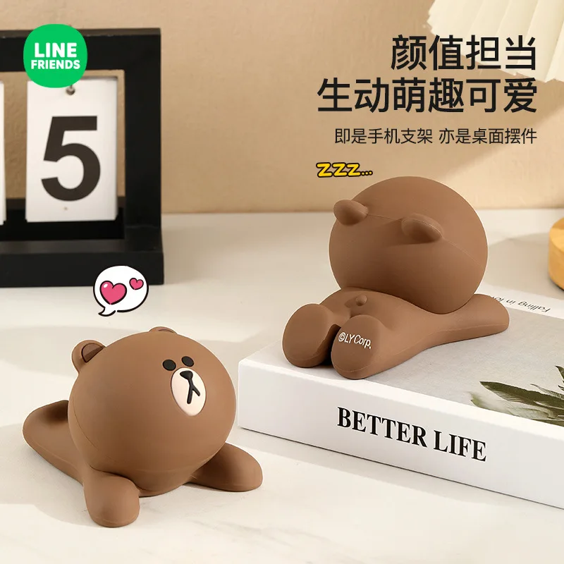 Kawaii Line Friends Mobile Phone Holder Cartoon Brown Doll Tablet Stand Gift Cute Cony Lazy Bracket Girl Desktop Ornaments