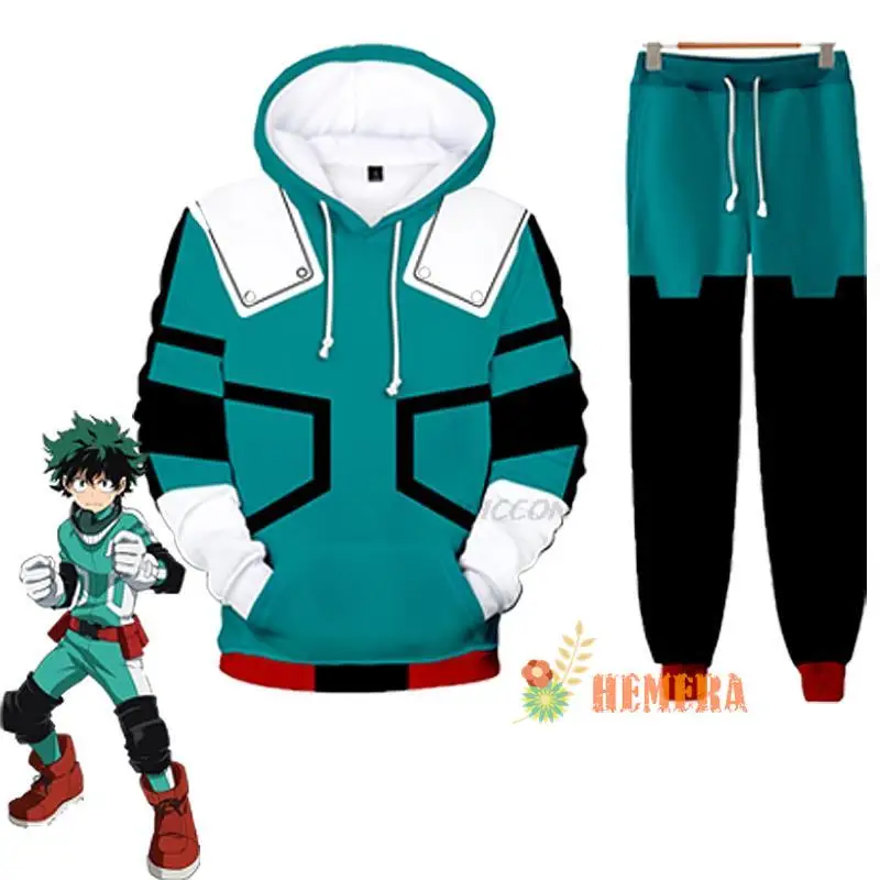 Boku No Hero Academia Midoriya Izuku Cosplay Boys Costume Hoodie Pants Anime  Cosplay Kids Halloween Clothes Child Role Play