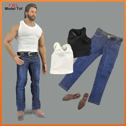 1/6 Scale Male Figure Clothes Vest Jeans Belt Leather Shoes Set for 12
