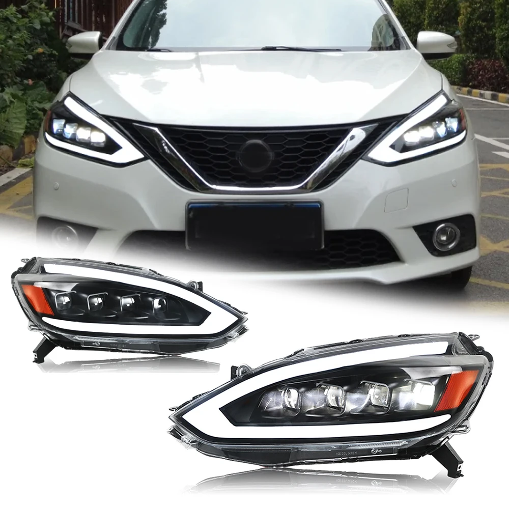 

Светодиодные фары для NISSAN SENTRA 16-22, новый стиль, полностью светодиодные DRL, автомобильные фары в сборе, аксессуары для сигнала, модифицированная лампа