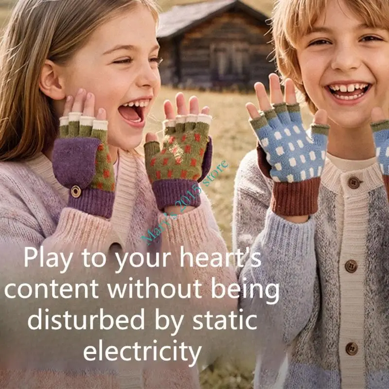 Children's Hand-Warming Knitted Gloves with Easy Pull-On Ribbed Cuffs and Close Wrist Coverage for Cold-Weather Wear