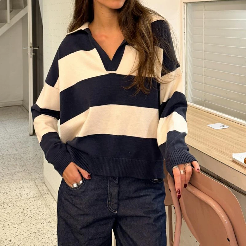 سترات نسائية من Combhasaki Y2K ذات طية صدر السترة مقصوصة وأكمام طويلة بلوفر على شكل حرف V وكتلة ألوان ملابس خروج