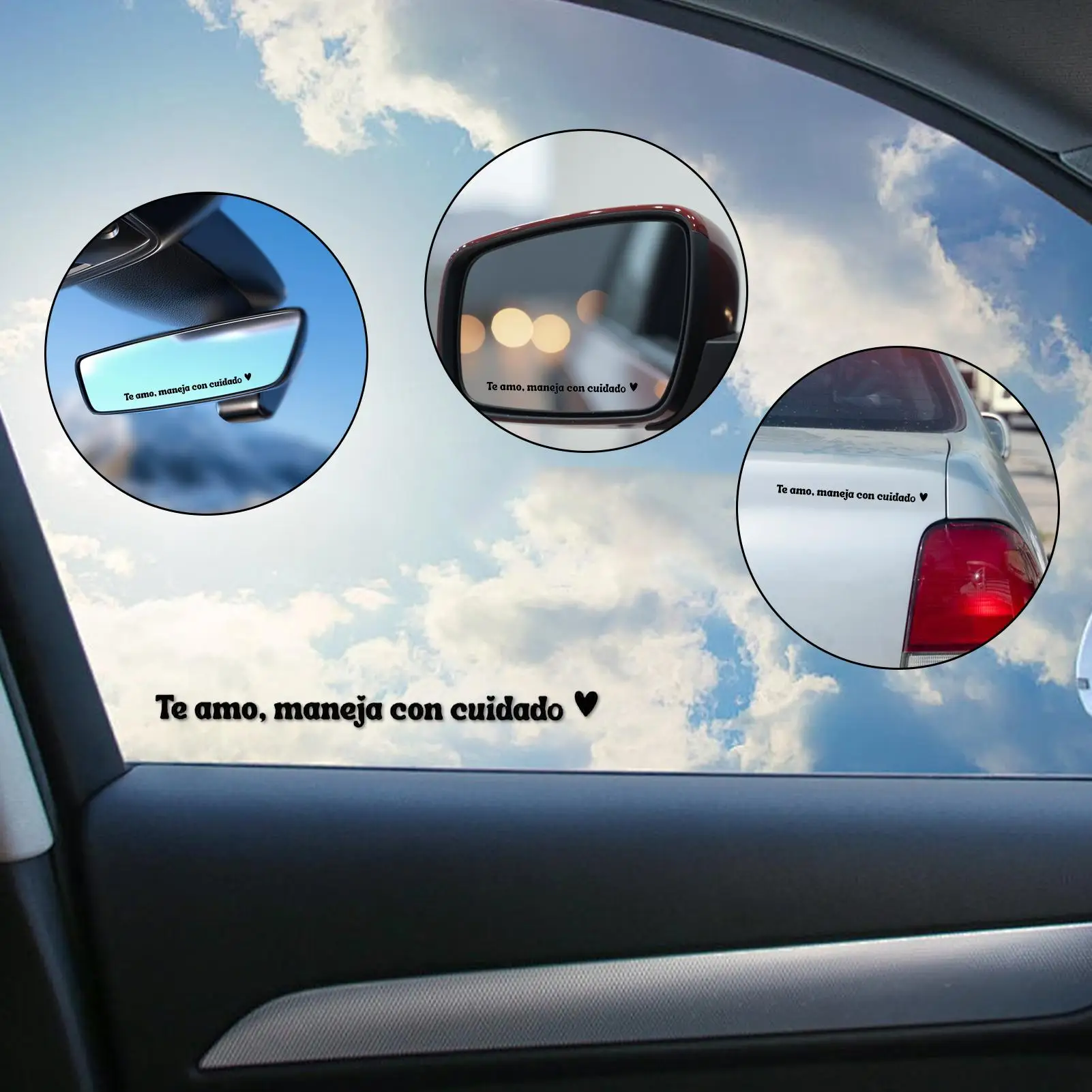 

Rearview Mirror Decal 5 Pieces Spanish Waterproof Motivational Mirror Decals 4 Inches Waterproof Cute Decoration Sticker For