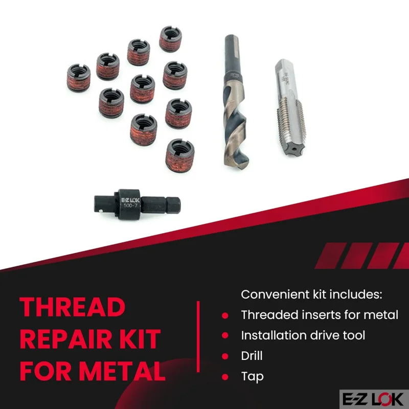 EZ-310-4 Thread Repair Kit for Metal Carbon Steel Threaded Inserts 1/4-20 and Installation Tools