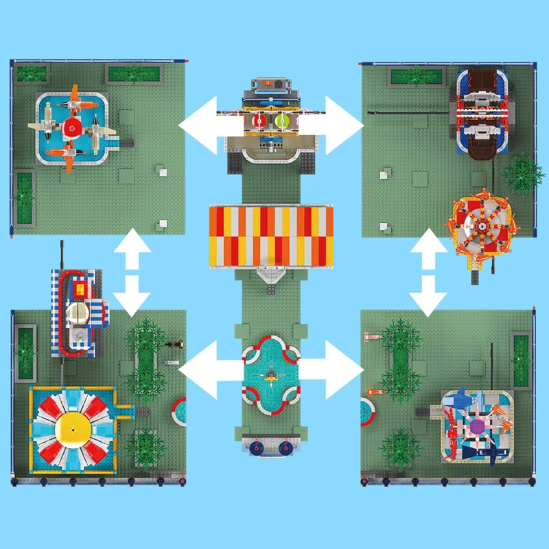 몰드 킹 11022 MOC 기능성 놀이공원 블록 퍼즐 독특한 조립 기술 브릭 세트 장난감 생일 선물 어린이용