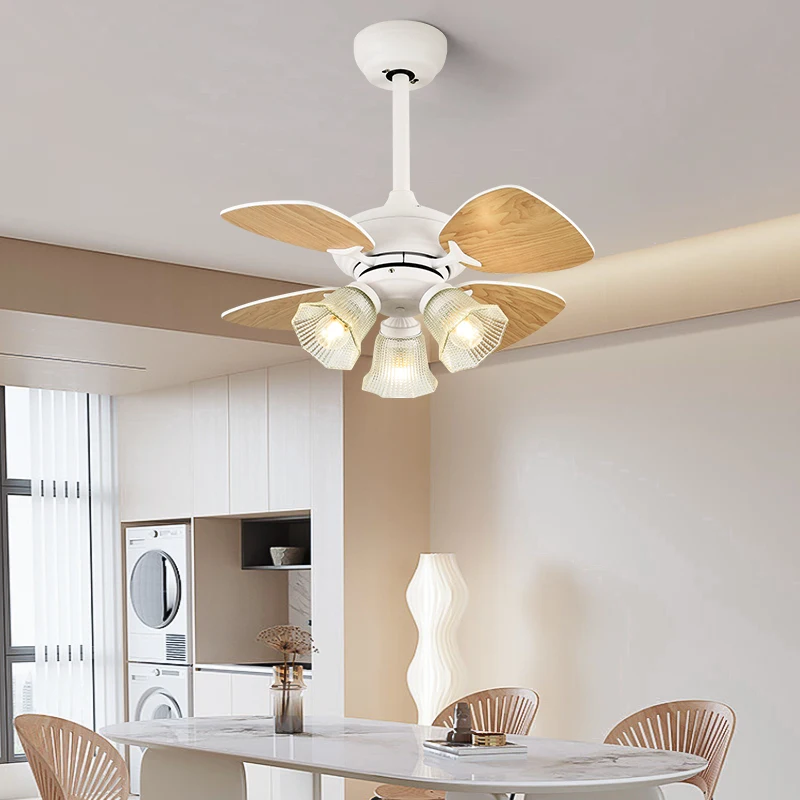 

Ceiling fan light Cream wind French retro small restaurant wind room bedroom household integrated chandelier