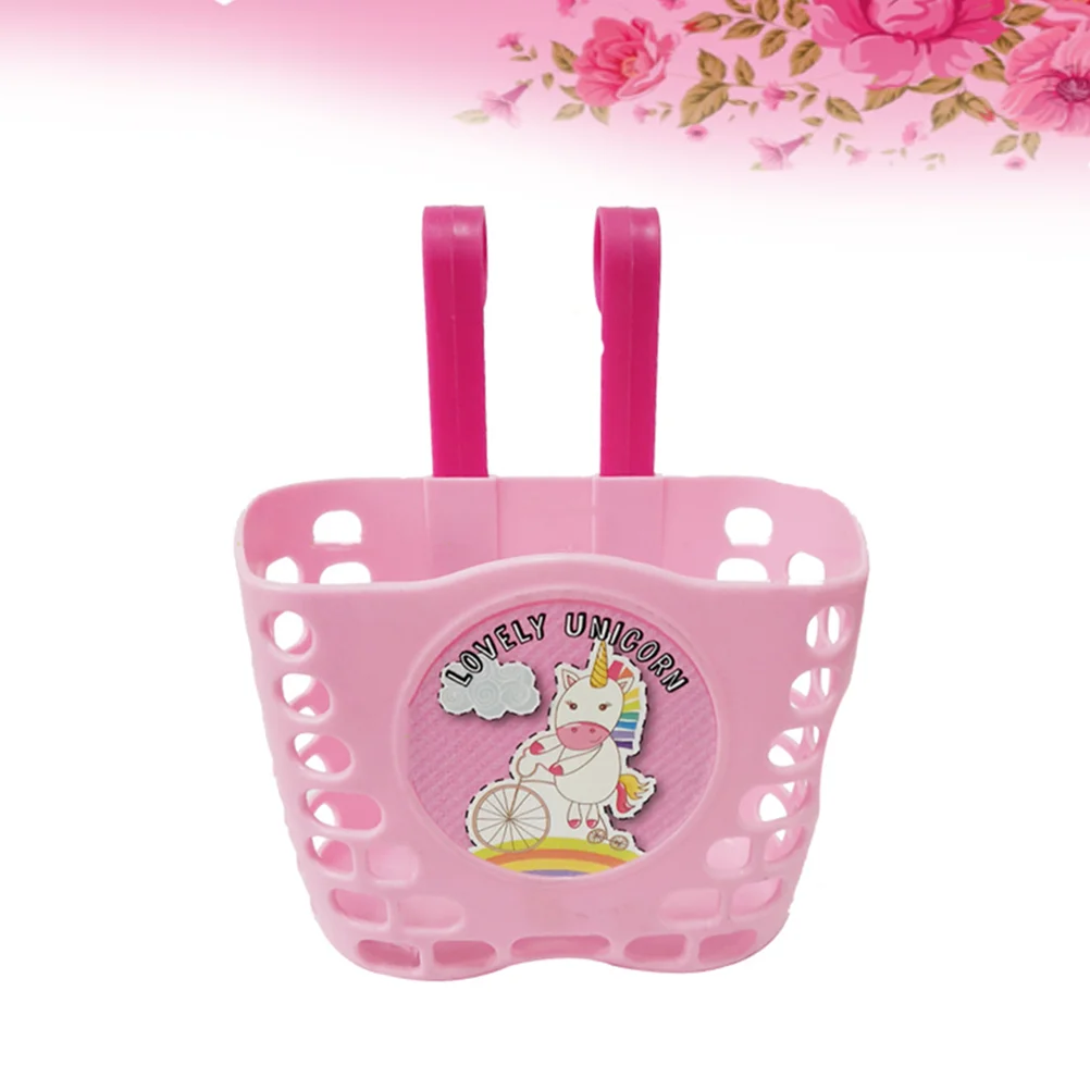 

Bike Basket with Firm Hook Cartoon Pattern Handlebar Easy Installation Front Carrier Storage