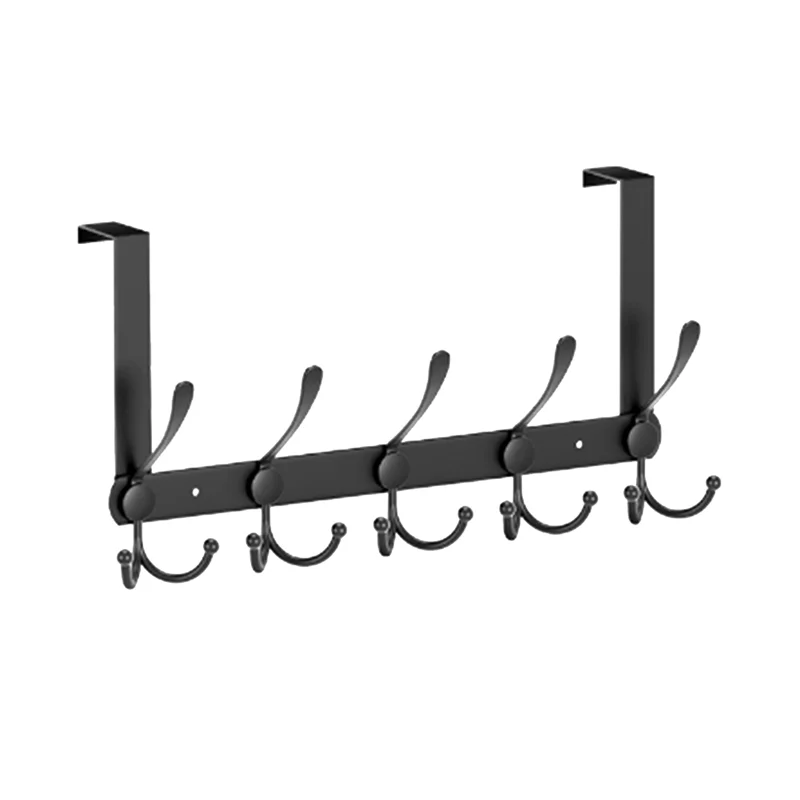 Ultra Matte Black Over-The-Door Metal Coat Rack Kit - Robust, Space-Saving, Easy-To-Install