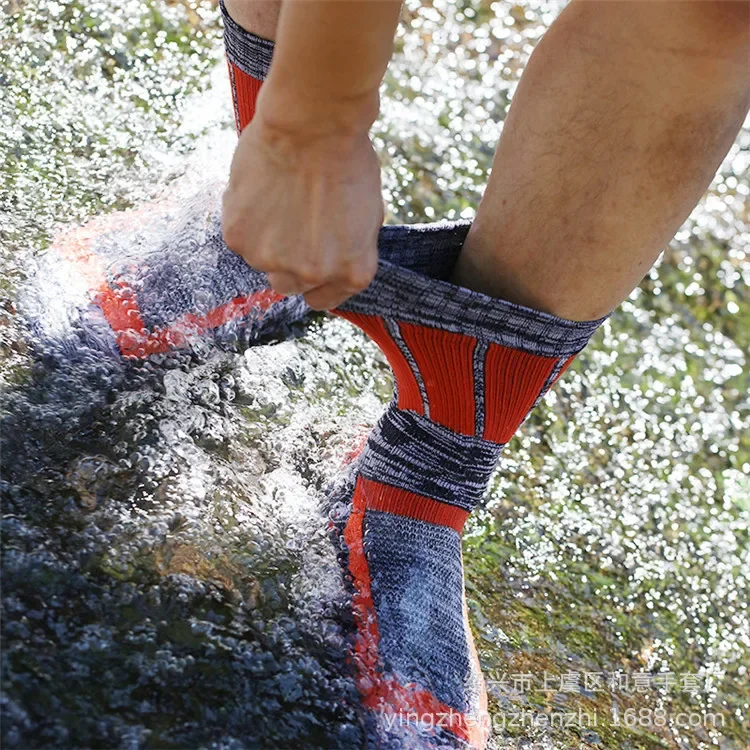 Calcetines impermeables y transpirables, tubo de longitud media, ciclismo al aire libre, vadear, senderismo, a prueba de frío, calcetines cálidos, calcetines impermeables