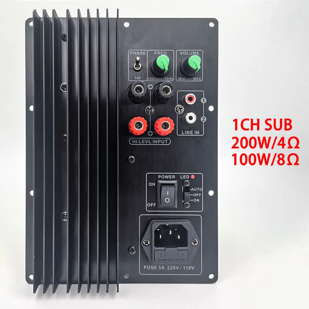 New 110-220v Heavy Bass Active Subwoofer Amplifier Board 5.1 And 7.1 Home Theaterdedicated Subwoofer Board 4 Ohm 100w 8 Ohm 200w