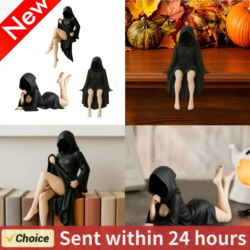 هالوين 8-15 سنتيمتر ثلاثية الأبعاد تمثال غامض القوطية الأسود رداء الملكة الشكل رف الكتب النحت مخيف يجلس التماثيل هدايا ديكور المنزل