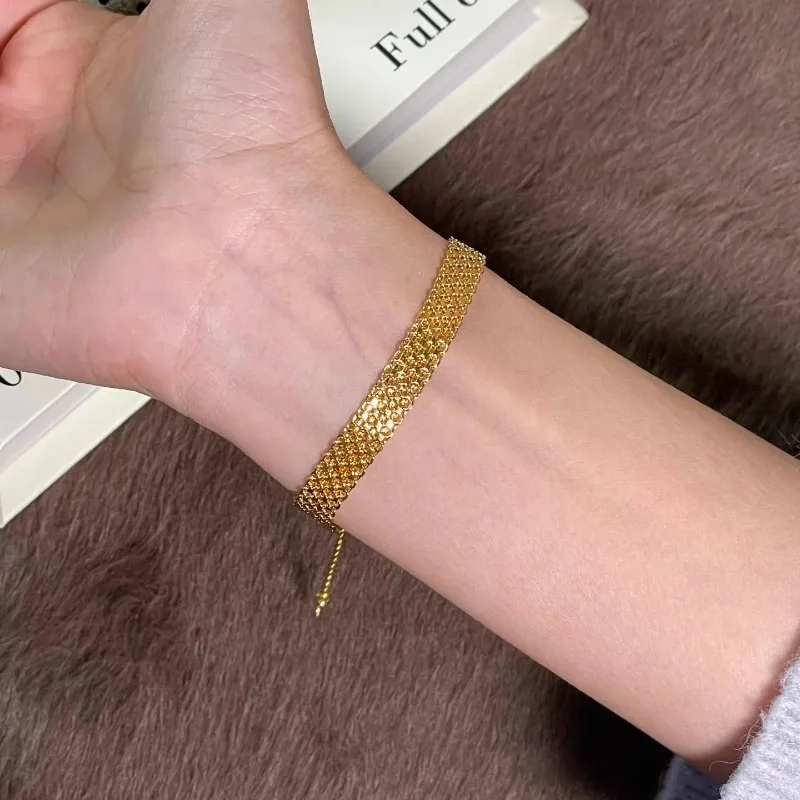 الكورية الحد الأدنى الرجعية الدانتيل حزام سوار للنساء بسيط فضي ذهبي أساور فاخرة الأزياء والمجوهرات الفتيات الإكسسوار #2