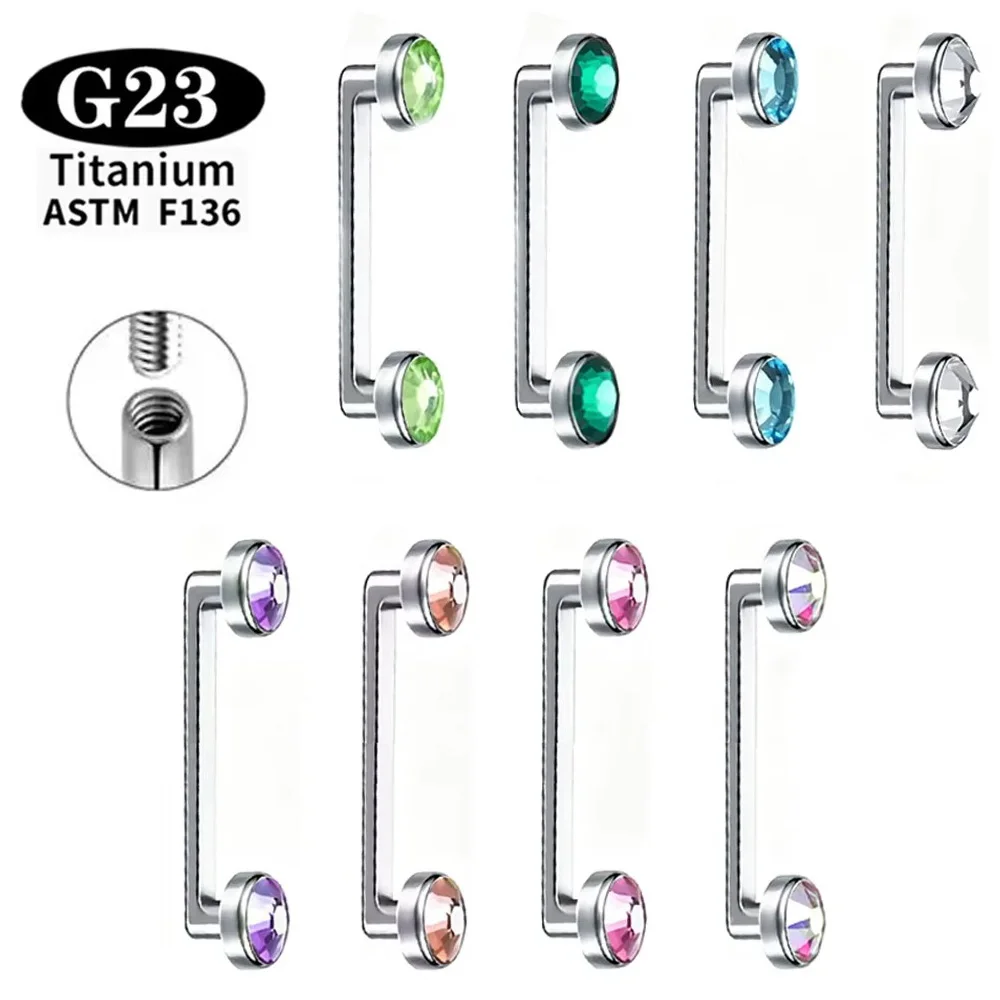 ASTM F136 Titanium Micro Dermal Piercing Dermal Anchor Flat Bar CZ 14G Internal Threaded Surface Piercing Body Jewelry