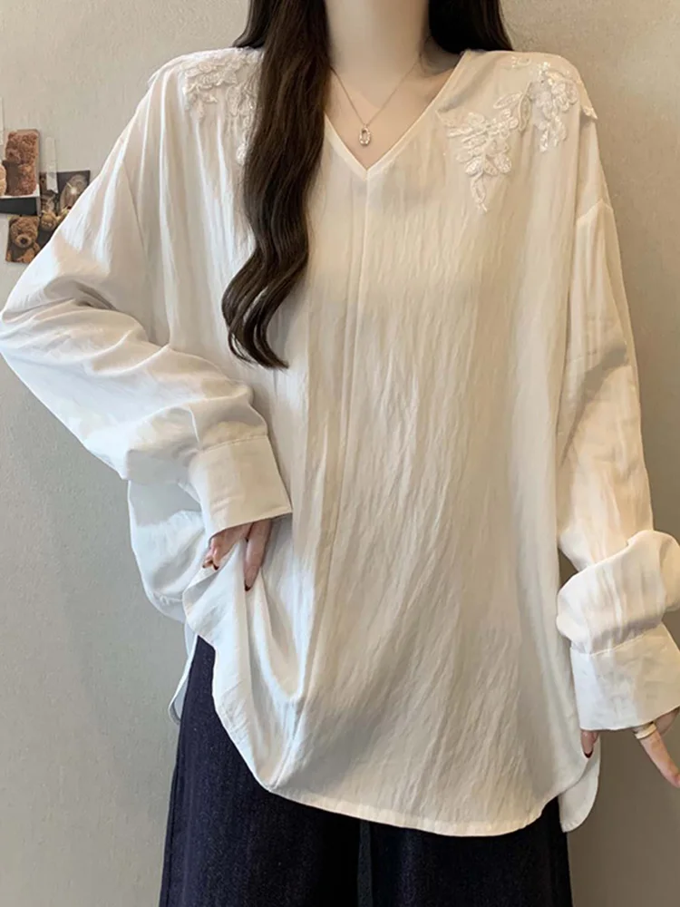 

Модная универсальная женская повседневная рубашка с длинным рукавом, весна 2026, свободного кроя, стройнящая, удобная, в французском стиле