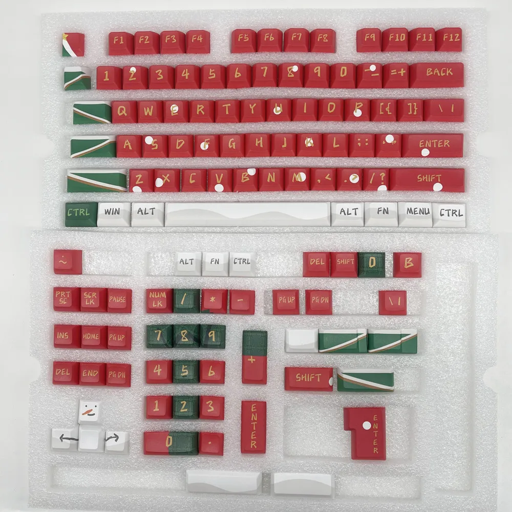 Teclado PBT de Navidad, diseño Original, sublimación de tinte de perfil KCA para 60, 66, 67, 68, 75, 80, 84, 87, 96, 98, 104, 108, Teclado mecánico