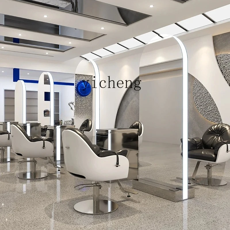 a6.25 single and double-sided barber shop mirror table acrylic edge stainless steel base makeup mirror