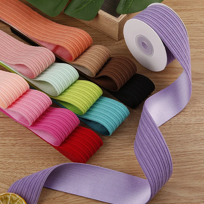 Handmade Striped Velvet Ribbon with 10 Yards for DIY Crafts Gift Wrapping and Wedding Decorations