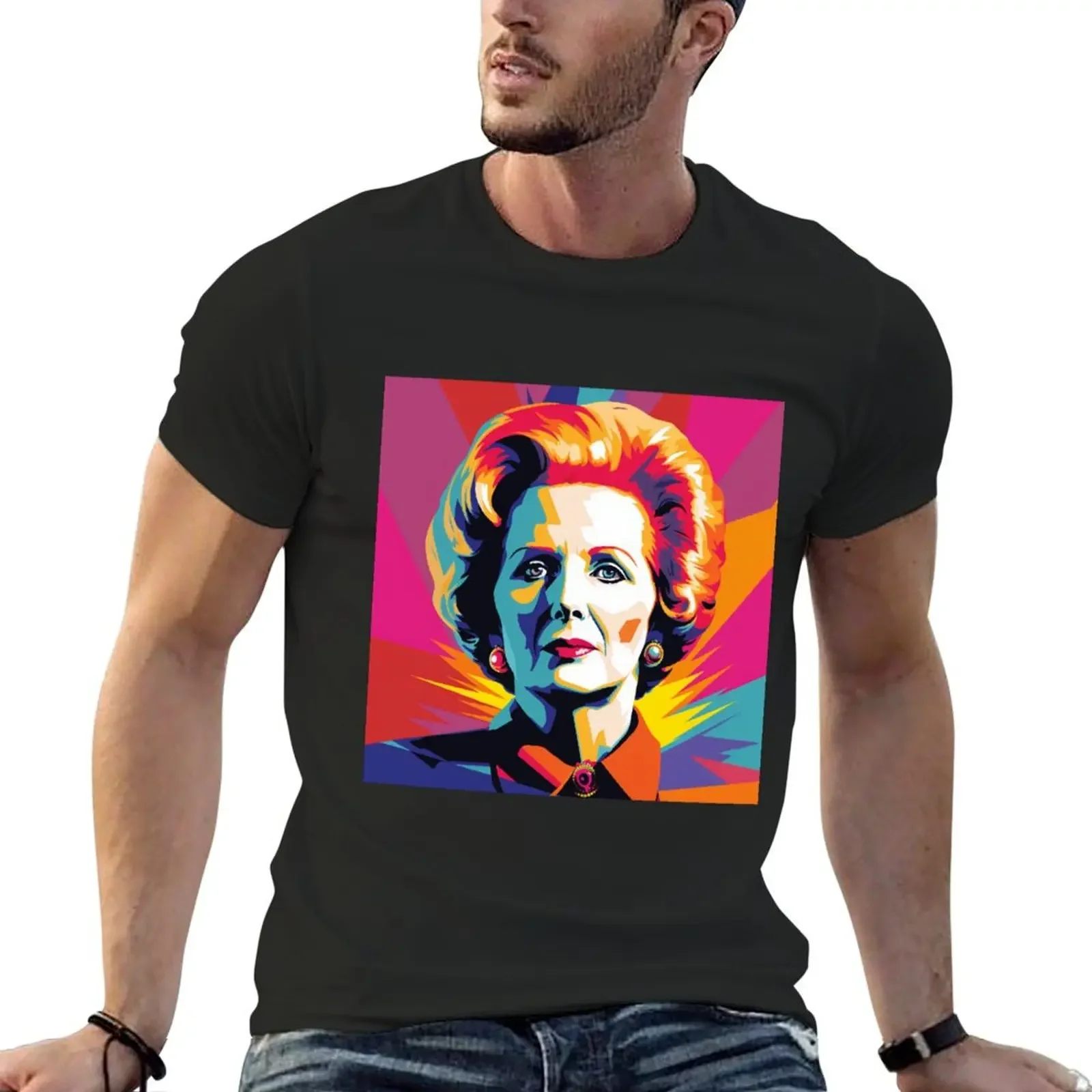 Thatcher Pop Art 1 T-Shirt anime stuff blue archive street wear cute tops mens tall t shirts