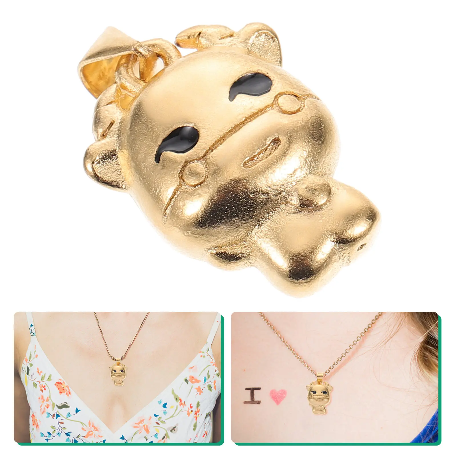 1Pcs Elegant Cow Necklace Pendant Gold Plated Ox Charm Party Gift Summer Picnic Women Accessories Necklace Pendant