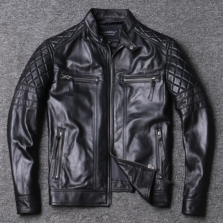 

arrival.soft Free and shipping.New thin leather Jacket,men slim genuine leather coat.classic motor biker sheepskin clothes.sales