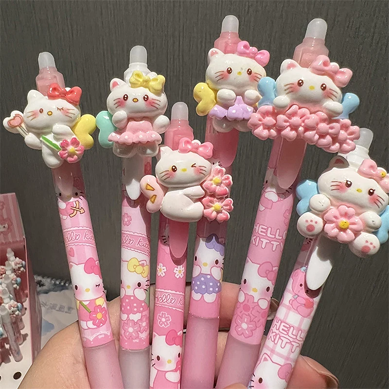 1/6 Uds Sanrio dibujos animados Hello Kitty Kuromi 0,5mm bolígrafos de Gel Kawaii bolígrafo de prensa negro escuela estudiante papelería suministros de oficina regalo