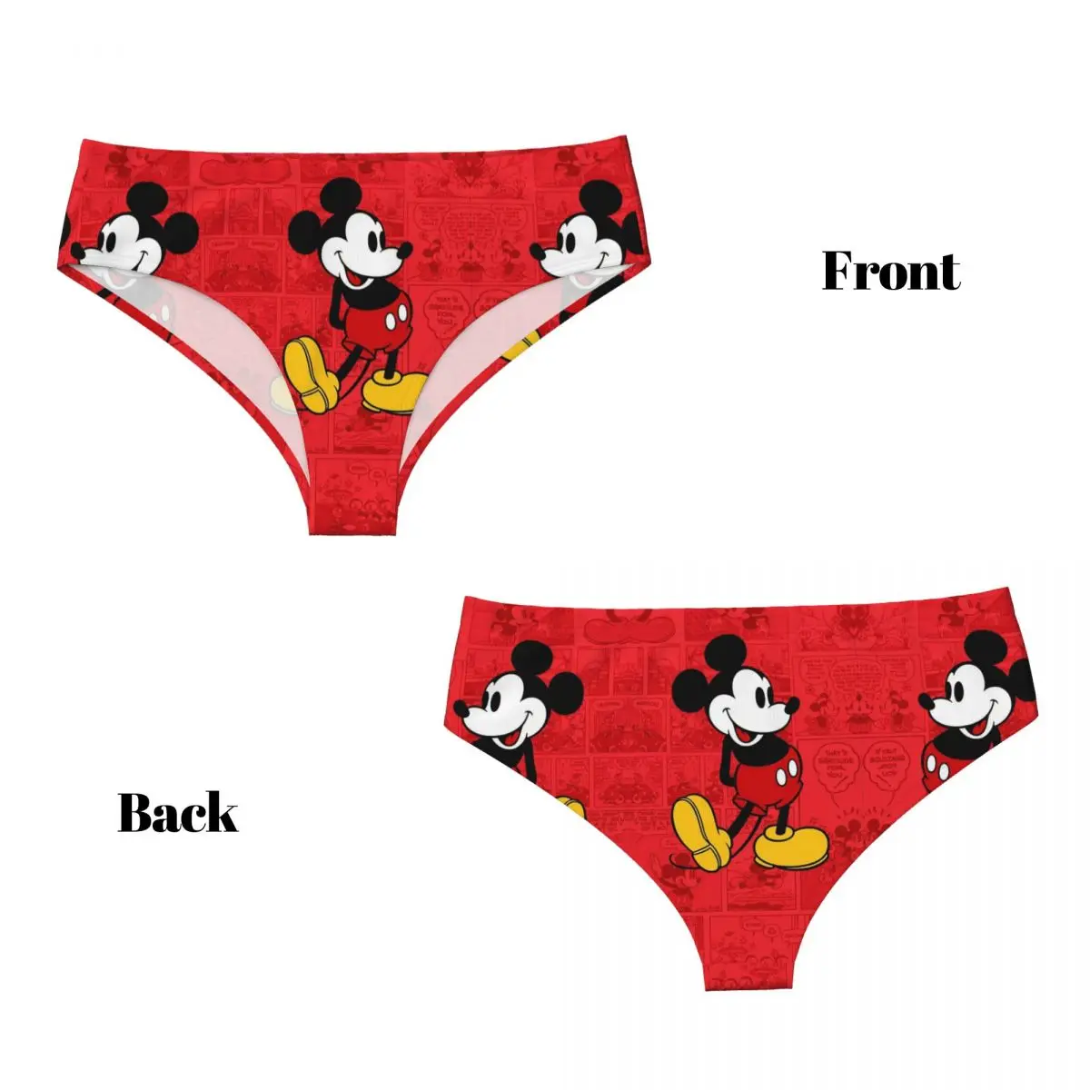 Calcinha breve personalizada de desenho animado do Mickey Mouse Minnie Mouse Roupa íntima feminina confortável
