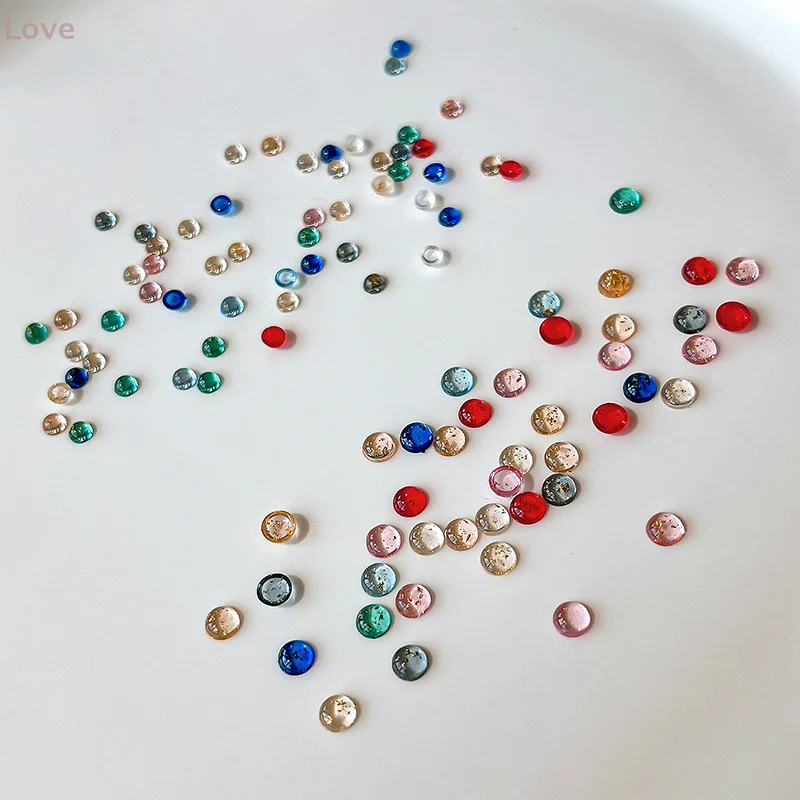 [L & P] 100 قطعة التألق شقة الظهر جولة الماس مختلط اللون الراتنج مسمار الفن الراين زينة مانيكير الحلي