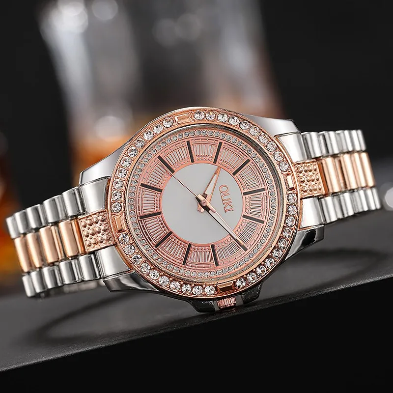 

Casual Fashion Men'S Quartz Watch Luxury Exquisite Diamonds Round Dial Watches Stainless Steel Band Wristwatch For Men