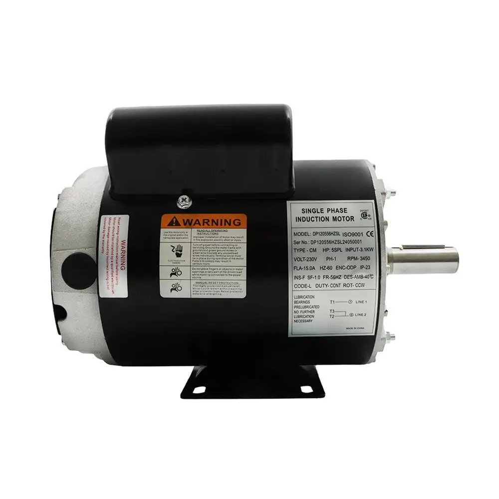 Electric Motor 5HP 230V Single Phase 3450RPM Small Size High Efficiency Open Anti-Drip Design Aerospace Medical Equipment Steel