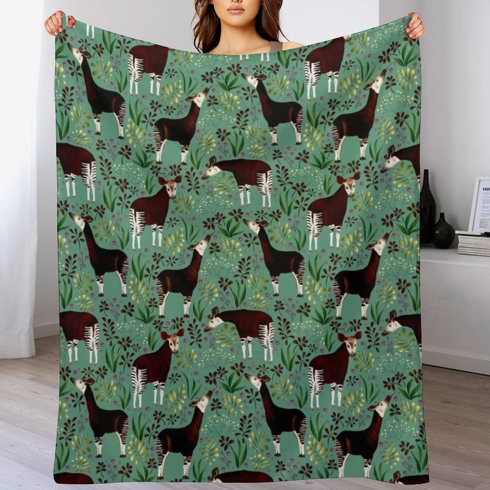 

Okapi Animalier Throw Blanket Soft Plaid Luxury Brand Flannels Picnic Blankets