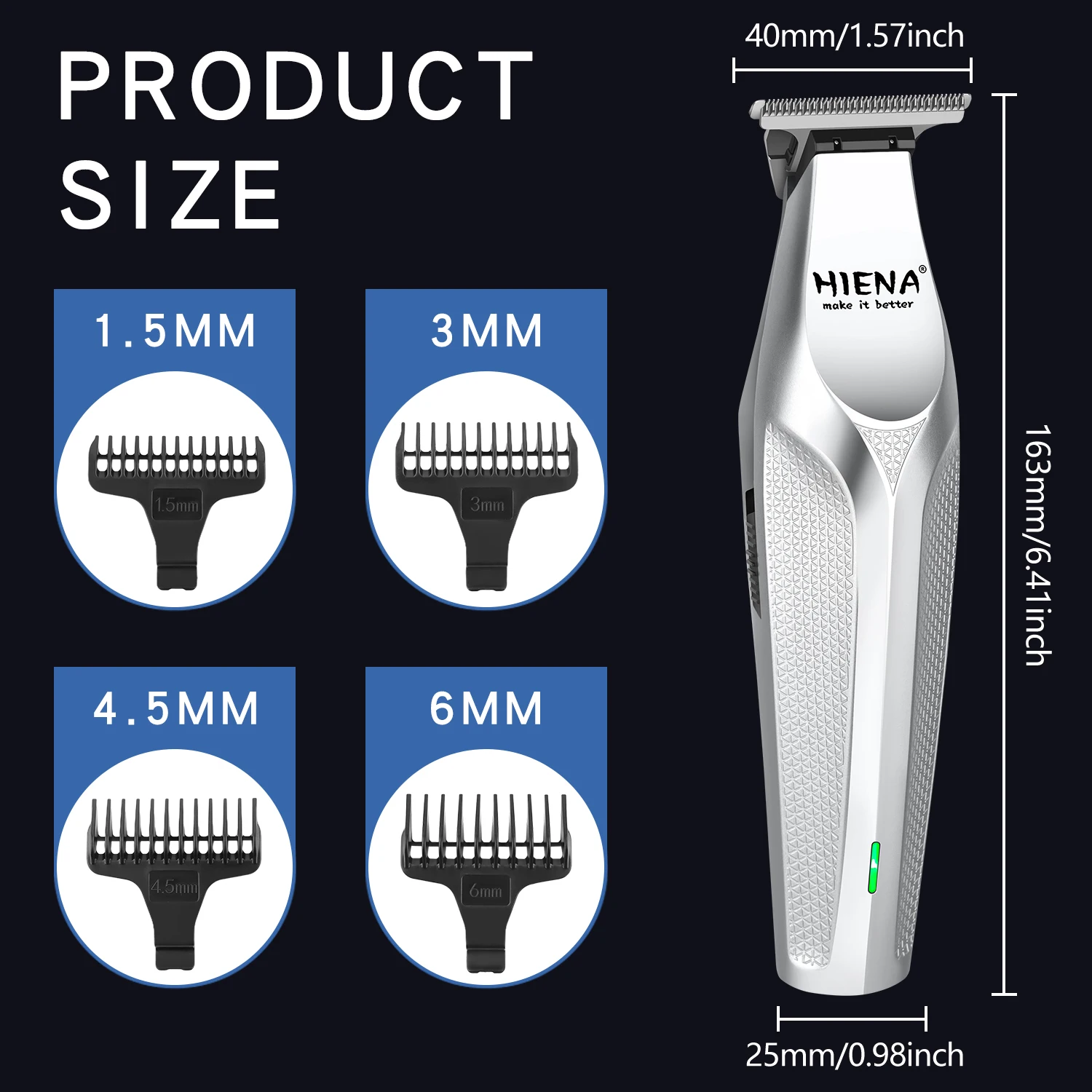 Hair clipper Silver Professional Haircutter Two-Piece Set Rechargeable High-End Generator Power Cutter Fader Razor Trimmer