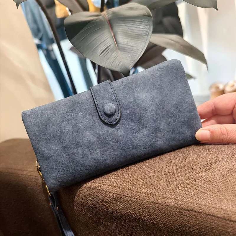 Dompet Wanita Panjang/Pendek, Sederhana, Resleting Vintage, Kapasitas Besar, Banyak Slot Kartu, Dompet Koin