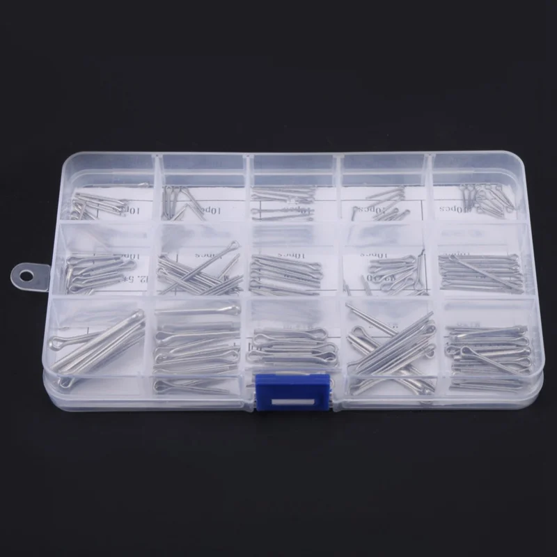 150 Stück 15 Arten 304 Edelstahl geteilte Splinte Kit M1 M3