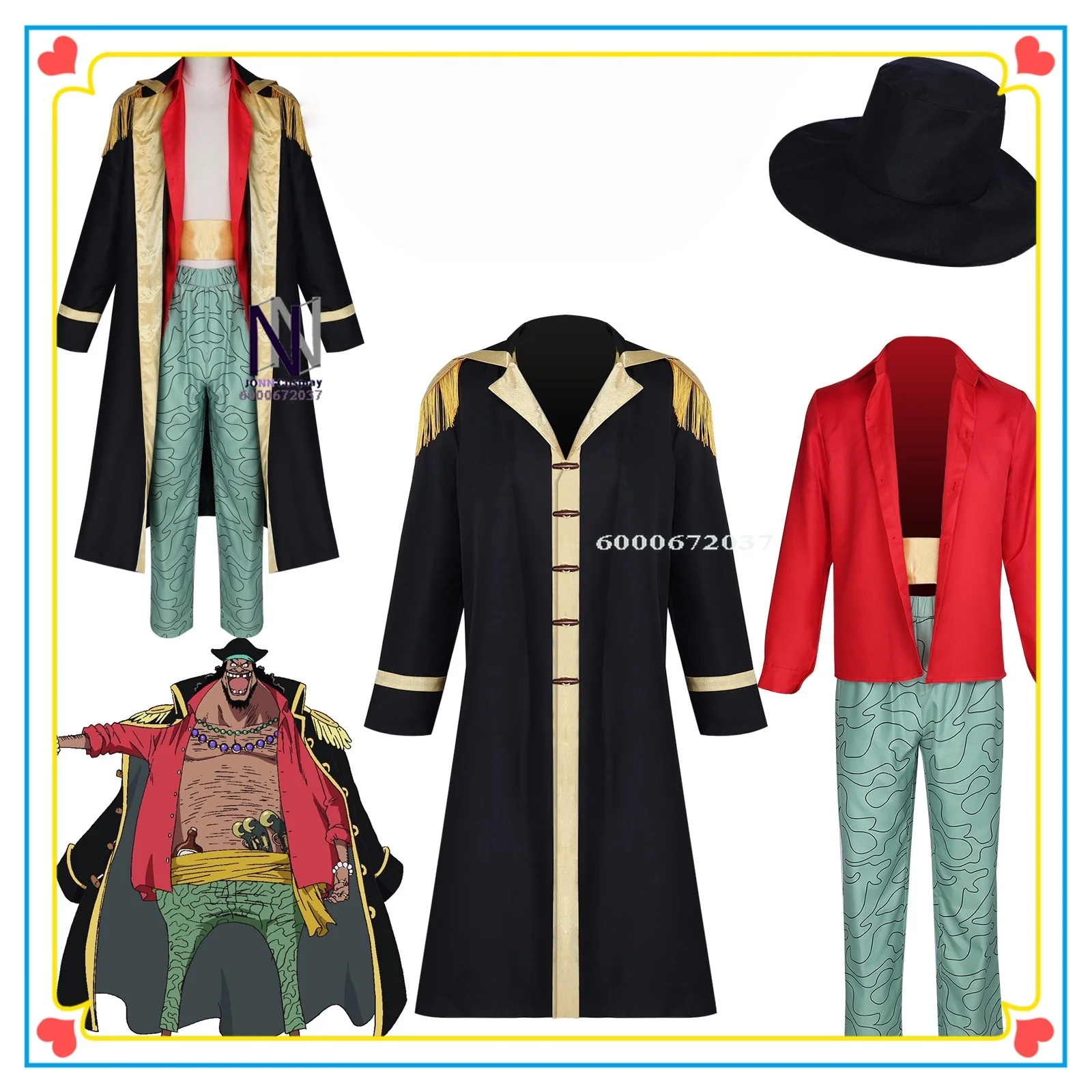 

Marshall D. Teach Blackbeard Anime-style Cosplay Costume Full Men's Clothing Set Role-playing As Anime Characters with Outfits